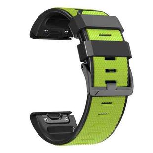 For Garmin Fenix 7 Pro 26mm Screw Buckle Diamond Texture Two Color Silicone Watch Band(Lime Green+Black)