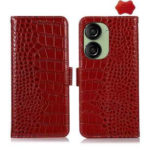 For Asus ZenFone 10 / ZenFone 9  Crocodile Top Layer Cowhide Leather Phone Case(Red)