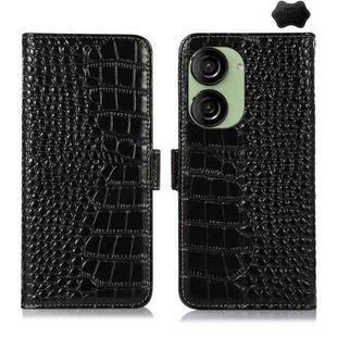 For Asus ZenFone 10 / ZenFone 9  Crocodile Top Layer Cowhide Leather Phone Case(Black)