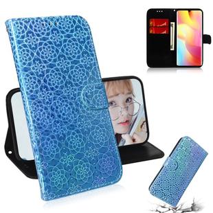 For Xiaomi Mi Note 10 Lite Solid Color Colorful Magnetic Buckle Horizontal Flip PU Leather Case with Holder & Card Slots & Wallet & Lanyard(Sky Blue)