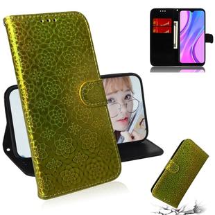 For Xiaomi Redmi 9 Solid Color Colorful Magnetic Buckle Horizontal Flip PU Leather Case with Holder & Card Slots & Wallet & Lanyard(Gold)