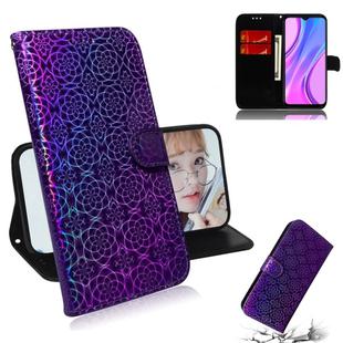 For Xiaomi Redmi 9 Solid Color Colorful Magnetic Buckle Horizontal Flip PU Leather Case with Holder & Card Slots & Wallet & Lanyard(Purple)