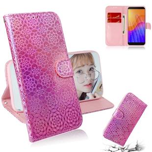 For Huawei Y5p Solid Color Colorful Magnetic Buckle Horizontal Flip PU Leather Case with Holder & Card Slots & Wallet & Lanyard(Pink)