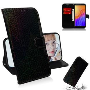 For Huawei Y5p Solid Color Colorful Magnetic Buckle Horizontal Flip PU Leather Case with Holder & Card Slots & Wallet & Lanyard(Black)
