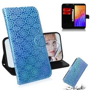 For Huawei Y5p Solid Color Colorful Magnetic Buckle Horizontal Flip PU Leather Case with Holder & Card Slots & Wallet & Lanyard(Sky Blue)