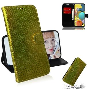 For Samsung Galaxy A51 5G Solid Color Colorful Magnetic Buckle Horizontal Flip PU Leather Case with Holder & Card Slots & Wallet & Lanyard(Gold)