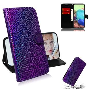 For Samsung Galaxy A71 5G Solid Color Colorful Magnetic Buckle Horizontal Flip PU Leather Case with Holder & Card Slots & Wallet & Lanyard(Purple)