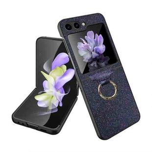 For Samsung Galaxy Z Flip5 Glitter Powder Skin PC All-inclusive Ring PC Phone Case(Black)