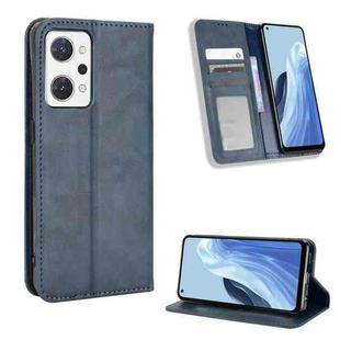 For OPPO Reno9 A / Reno7 A Magnetic Buckle Retro Texture Leather Phone Case(Blue)