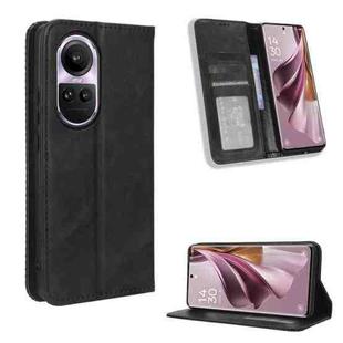 For OPPO Reno10 Global Magnetic Buckle Retro Texture Leather Phone Case(Black)
