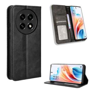 For OPPO A2 Pro 5G Magnetic Buckle Retro Texture Leather Phone Case(Black)