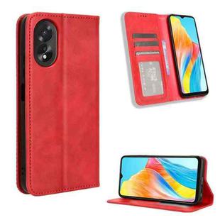 For OPPO A38 4G / A18 4G Magnetic Buckle Retro Texture Leather Phone Case(Red)
