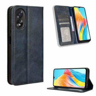 For OPPO A38 4G / A18 4G Magnetic Buckle Retro Texture Leather Phone Case(Blue)