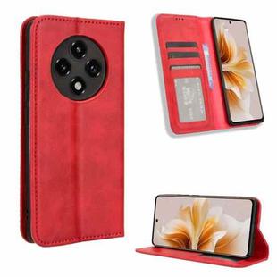 For OPPO A3 Pro 5G Magnetic Buckle Retro Texture Leather Phone Case(Red)