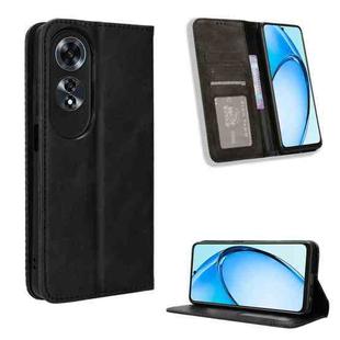 For OPPO A60 4G Magnetic Buckle Retro Texture Leather Phone Case(Black)