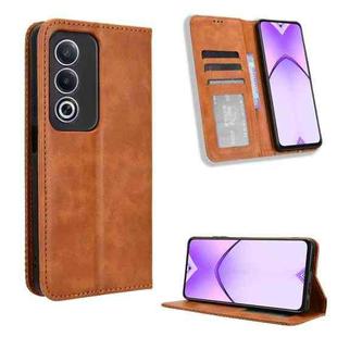 For OPPO A3 Pro 5G Global Magnetic Buckle Retro Texture Leather Phone Case(Brown)