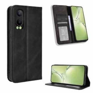 For OPPO K12X 5G / OnePlus Nord CE4 Lite 5G Magnetic Buckle Retro Texture Leather Phone Case(Black)