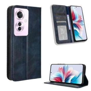 For OPPO Reno11 PJH110 Magnetic Buckle Retro Texture Leather Phone Case(Blue)