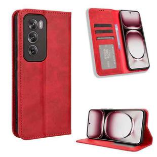 For OPPO Reno12 5G Global Magnetic Buckle Retro Texture Leather Phone Case(Red)