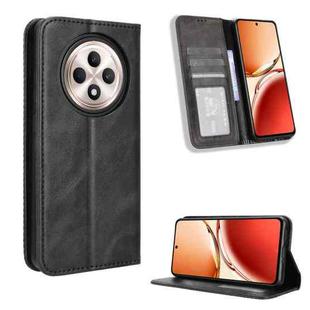 For OPPO Reno12 F 5G Magnetic Buckle Retro Texture Leather Phone Case(Black)