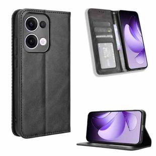 For OPPO Reno13 5G Global Magnetic Buckle Retro Texture Leather Phone Case(Black)