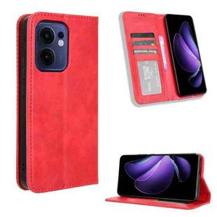 For OPPO Reno13 F 4G / 5G Magnetic Buckle Retro Texture Leather Phone Case(Red)