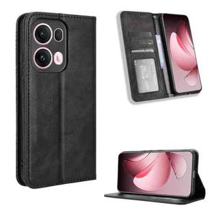 For OPPO Reno13 Pro 5G Global Magnetic Buckle Retro Texture Leather Phone Case(Black)