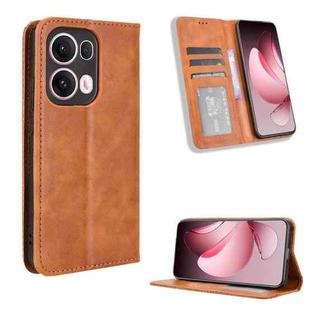 For OPPO Reno13 Pro 5G Global Magnetic Buckle Retro Texture Leather Phone Case(Brown)