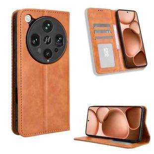 For OPPO Find X8 Ultra 5G Magnetic Buckle Retro Texture Leather Phone Case(Brown)