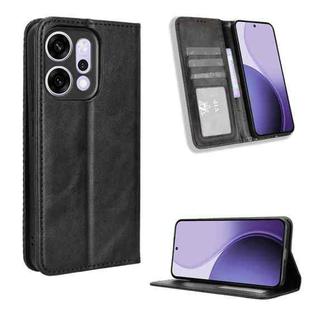 For OPPO Reno14 5G Global Magnetic Buckle Retro Texture Leather Phone Case(Black)