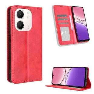 For OPPO A5x 4G / 5G Global Magnetic Buckle Retro Texture Leather Phone Case(Red)