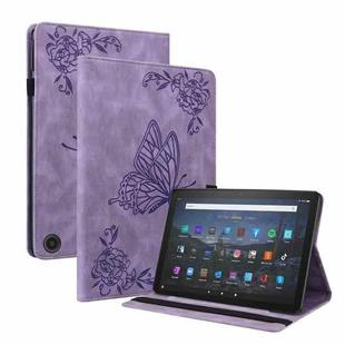 For Amazon Fire Max 11 Butterfly Flower Embossed Leather Tablet Case(Purple)
