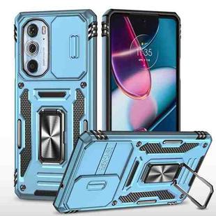 Motorola Edge 30 Pro Armor PC + TPU Camera Shield Phone Case(Light Blue)