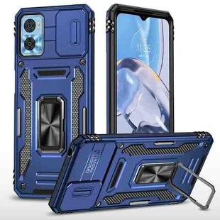 Motorola Moto E22 Armor PC + TPU Camera Shield Phone Case(Navy Blue)
