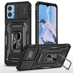 Motorola Moto E22 Armor PC + TPU Camera Shield Phone Case(Black)