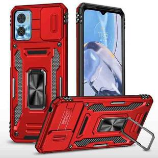 Motorola Moto E22 Armor PC + TPU Camera Shield Phone Case(Red)