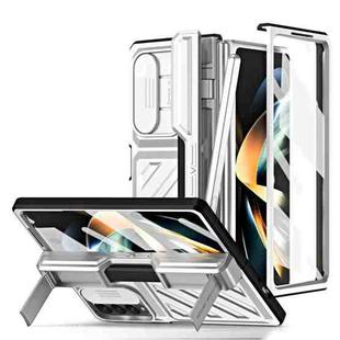 For Samsung Galaxy Z Fold4 TPU + PC Integrated All-inclusive Shockproof Phone Case with Pen(Silver)
