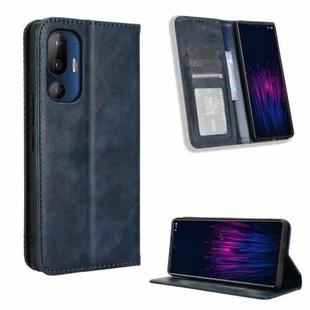 For HTC U24 Pro Magnetic Buckle Retro Texture Leather Phone Case(Blue)