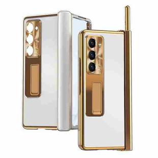 For Samsung Galaxy Z Fold5 Aluminum Alloy Double Hinge Shockproof Phone Protective Case(Silver Gold)