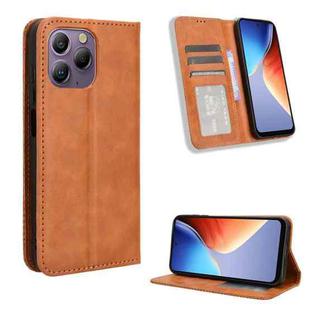 For Blackview A96 Magnetic Buckle Retro Texture Leather Phone Case(Brown)