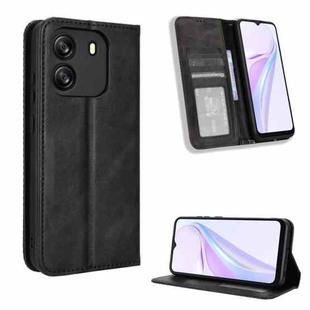 For Blackview Wave 6C Magnetic Buckle Retro Texture Leather Phone Case(Black)