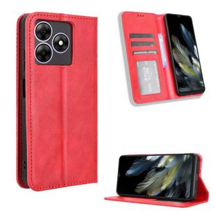 For Blackview Wave 8 / 8C / Oscal Flat 2 Magnetic Buckle Retro Texture Leather Phone Case(Red)
