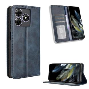 For Blackview Wave 8 / 8C / Oscal Flat 2 Magnetic Buckle Retro Texture Leather Phone Case(Blue)