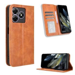 For Blackview Wave 8 / 8C / Oscal Flat 2 Magnetic Buckle Retro Texture Leather Phone Case(Brown)