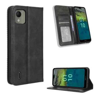 For Nokia C110 4G Magnetic Buckle Retro Texture Leather Phone Case(Black)