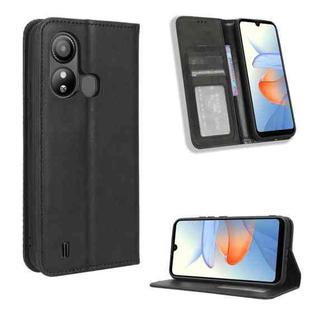 For ZTE Blade L220 Magnetic Buckle Retro Texture Leather Phone Case(Black)