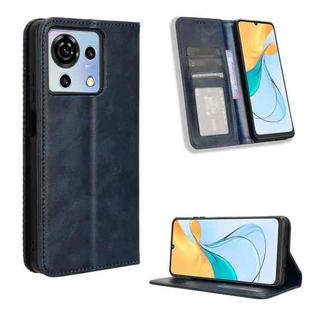 For ZTE Blade  V50 Vita 4G Magnetic Buckle Retro Texture Leather Phone Case(Blue)