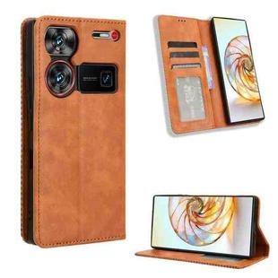 For ZTE nubia Z60 Ultra Magnetic Buckle Retro Texture Leather Phone Case(Brown)