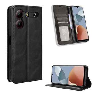 For ZTE Blade A54 Magnetic Buckle Retro Texture Leather Phone Case(Black)