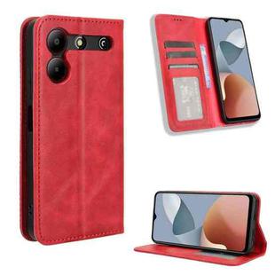 For ZTE Blade A54 Magnetic Buckle Retro Texture Leather Phone Case(Red)